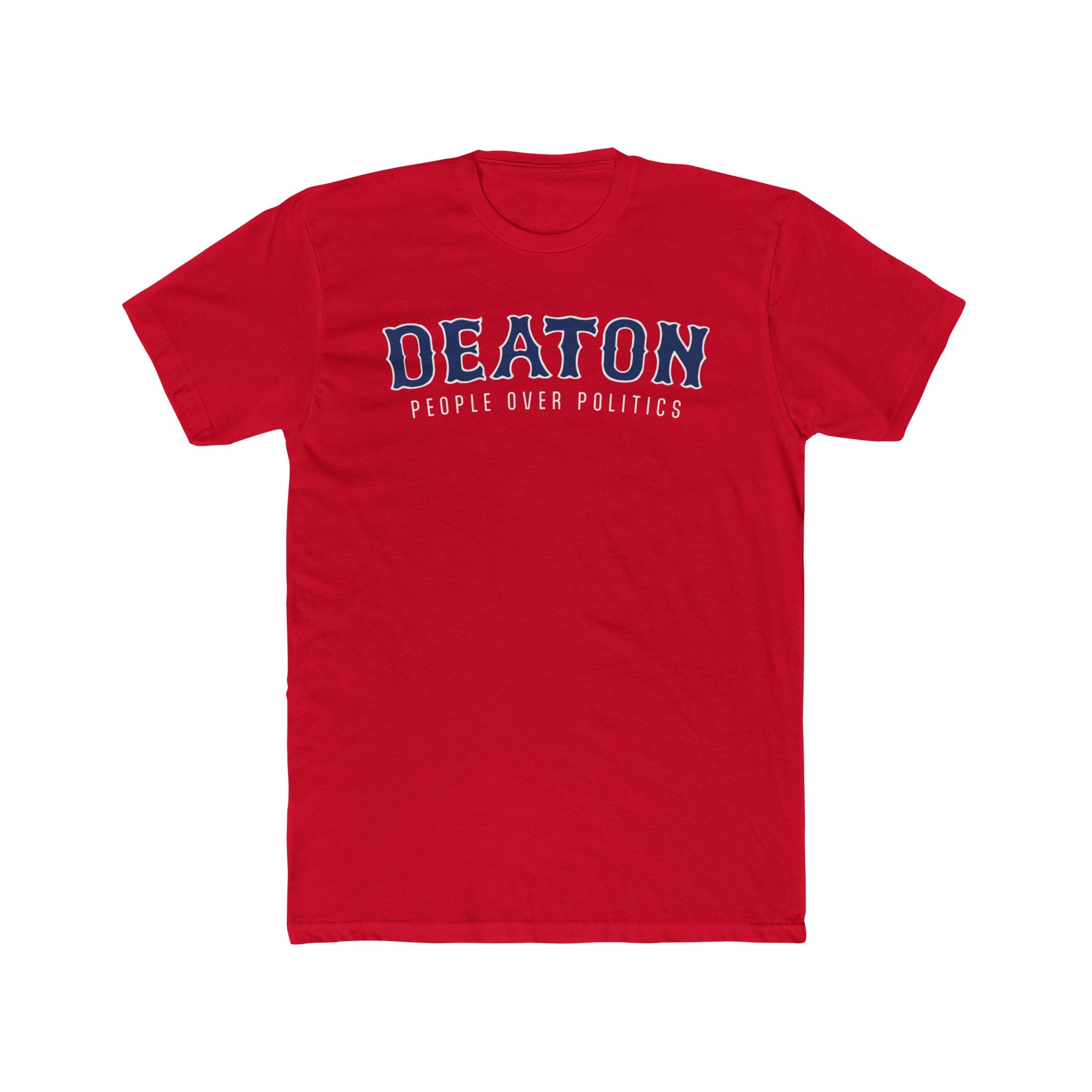 Deaton 'People Over Politics' Red Crew Tee — Back Number 26 Cotton T-Shirt