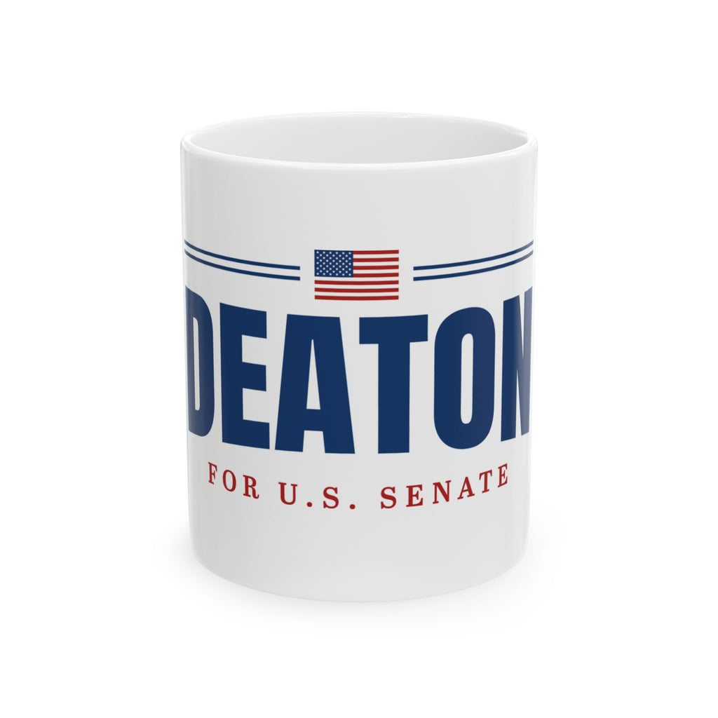 Campaign Ceramic Mug — 'For U.S. Senate' Political Coffee Cup with American Flag