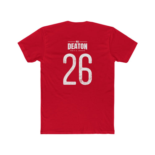 Deaton 'People Over Politics' Red Crew Tee — Back Number 26 Cotton T-Shirt